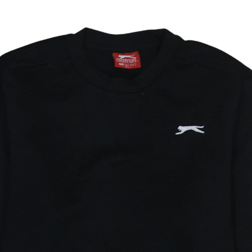 Slazenger Mens Black Crew Neck Pullover Sweatshirt M Regular Fit