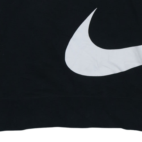 Nike Women Black Large Pullover Sweatshirt Crew Neck Logo Cotton Blend