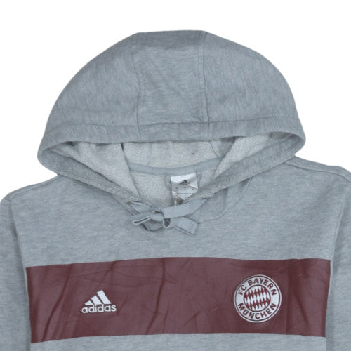 Adidas Men’s Grey Striped FC Bayern Munich Pullover Hoodie Size M