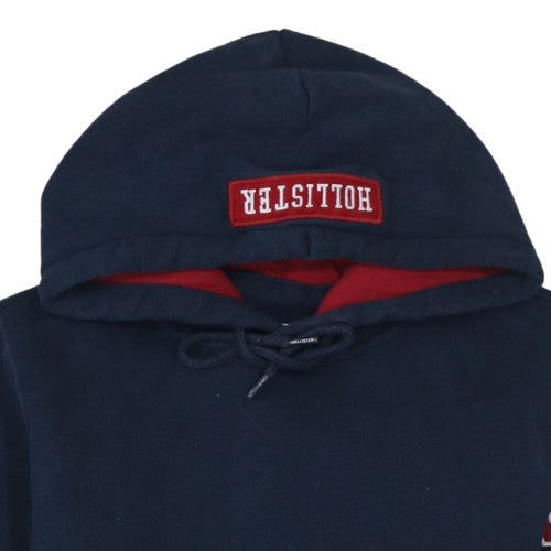 Hollister Men's Blue Pullover Hoodie M Graphic Lined Hood Fleece