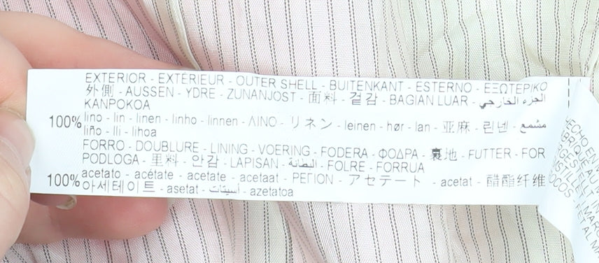 Zara Women Pink Linen Long Blazer Jacket Size S Single Breasted