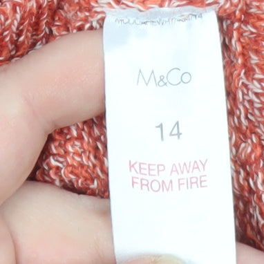 M&Co Women’s Orange Cotton Knit Jumper Size 14 Pullover