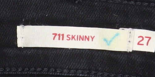 Levi's Women Black 711 Skinny Mid-Rise Stretch Denim Jeans Size 27