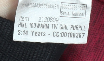 Quechua Girls Purple Hooded Puffer Jacket 14 Years Warm Winter Coat