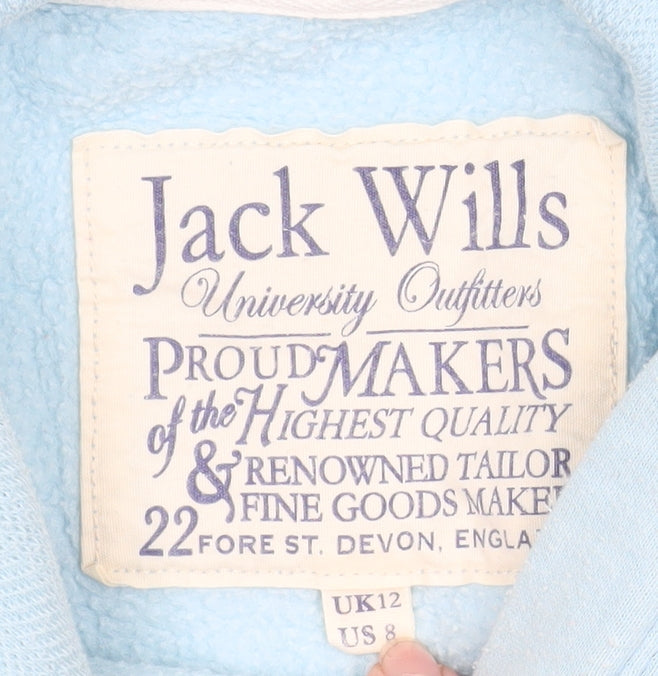 Jack Wills Women Blue Pullover Hoodie UK 12 Casual Logo Cotton Blend