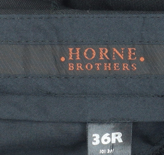 Horne Brothers Men's Black 36R Classic Wool Pleated Dress Trousers