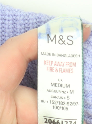 Marks & Spencer Women's Purple Roll Neck Ribbed Jumper M