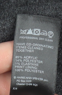Marks & Spencer Womens Grey Pencil Skirt Size 10 Acrylic Blend