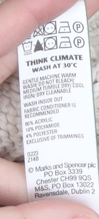 Marks & Spencer Men’s Beige Cable-Knit V-Neck Jumper Medium