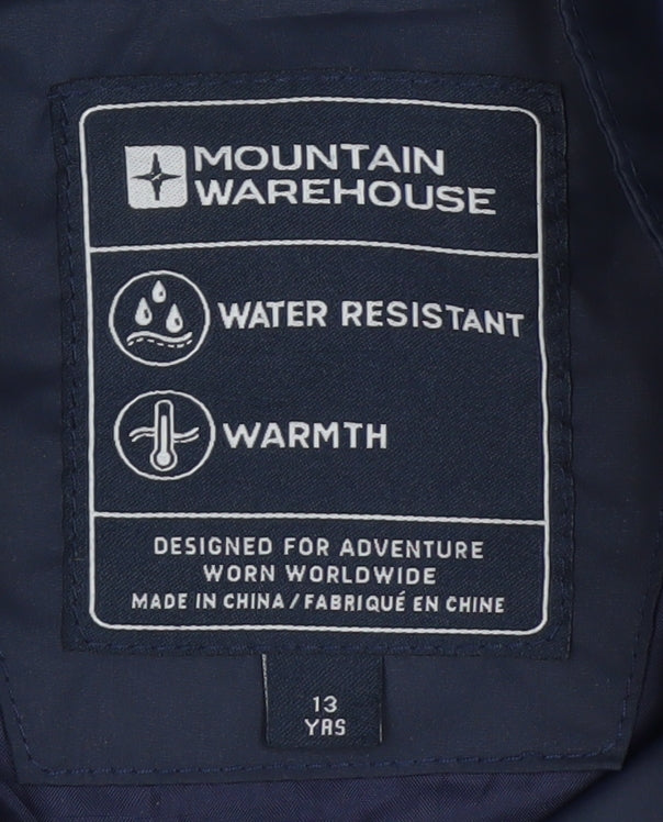 Mountain Warehouse Teens Blue Hooded Water Resistant Rain Coat Jacket Size S