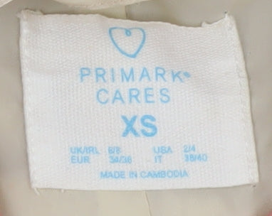 Primark Women Beige Fleece Long Overcoat XS Polyester
