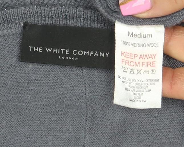 The White Company Women Grey Merino Wool Crew Neck Jumper Medium