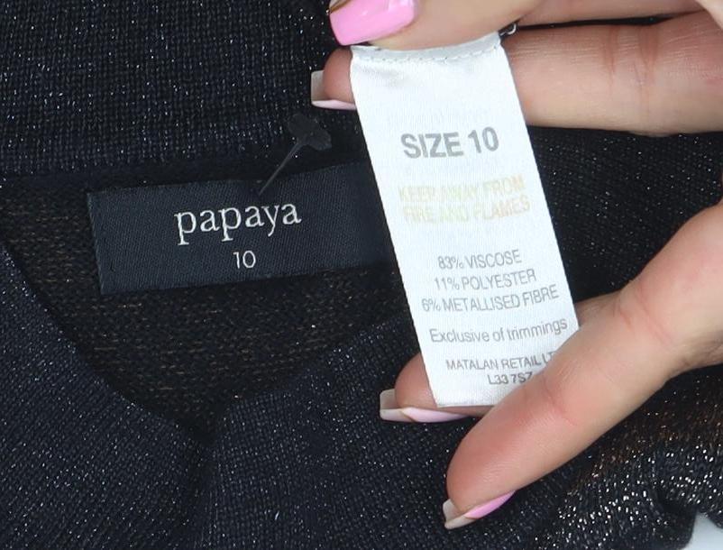 Papaya Women Black Striped Jumper Dress Size 10 Long Sleeve Knitwear