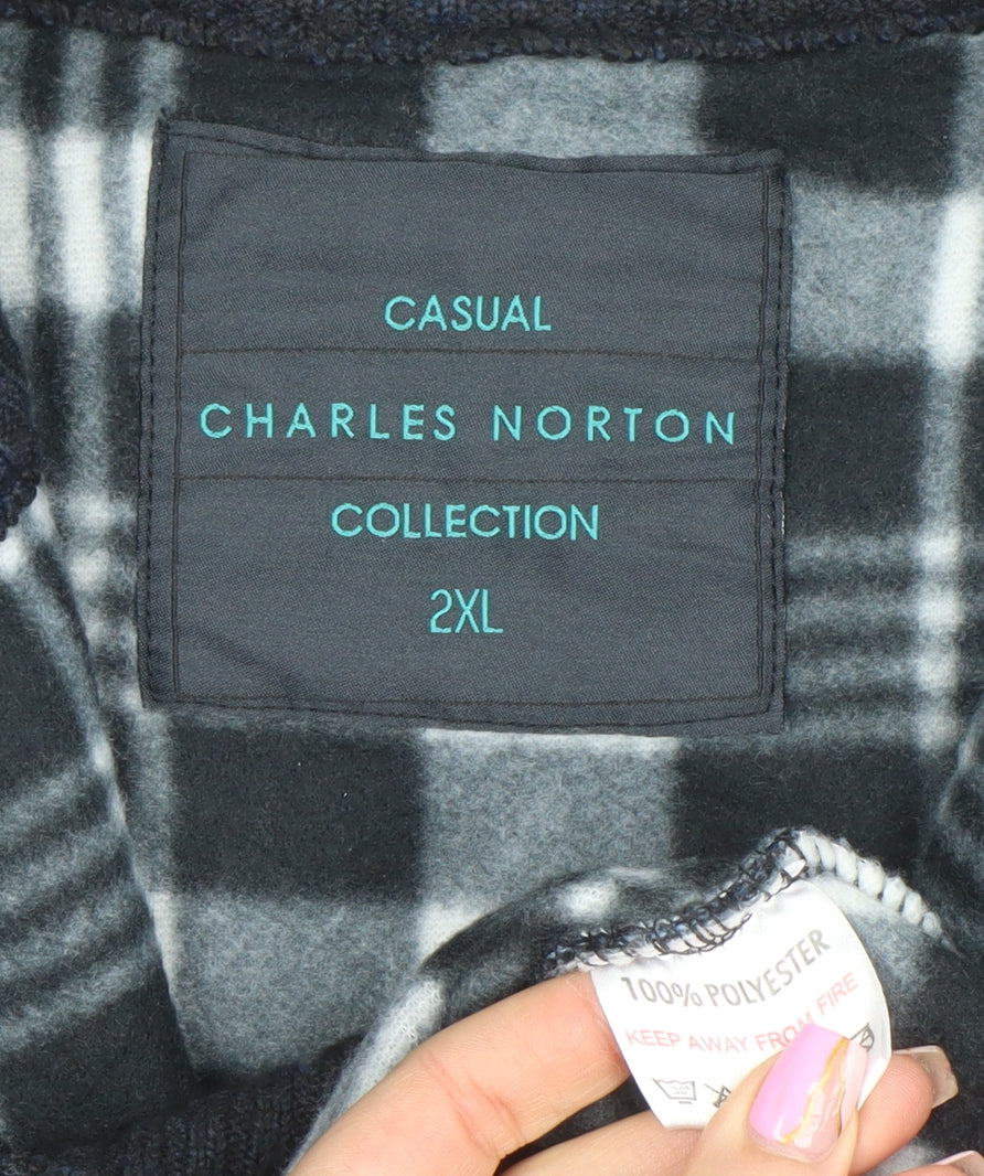 Charles Norton Men’s Blue Full Zip Knit Jumper 2XL High Neck
