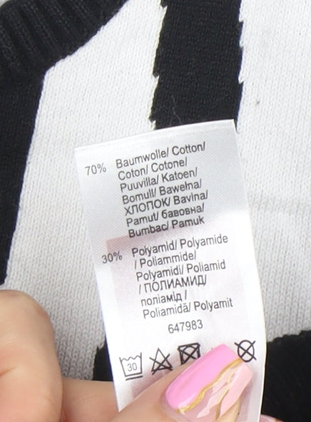 bpc Selection Women’s Black White Jumper Zebra Print Long Sleeve Size S
