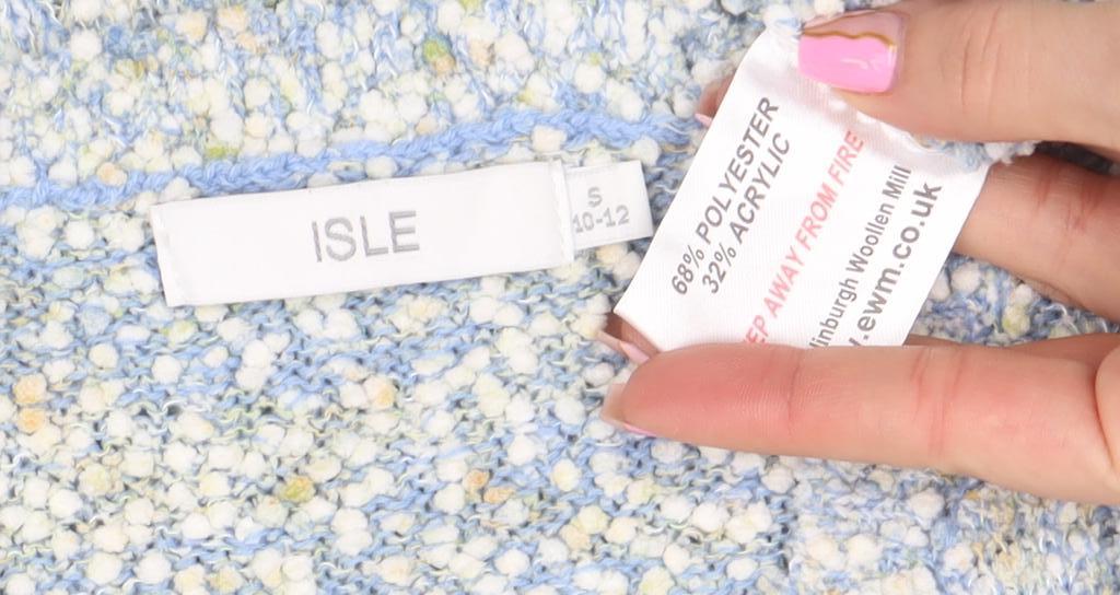Isle Women's Blue Chunky-Knit Crew Neck Pullover Jumper Size S