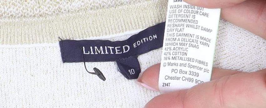 Limited Edition Women's Beige Size 10 Winter Snowflake Knit Jumper
