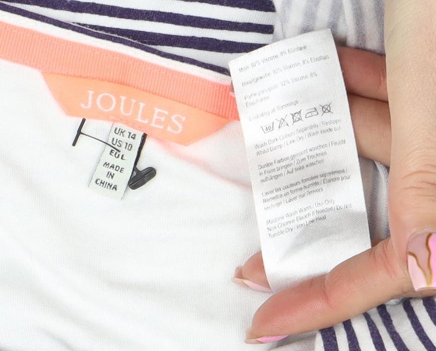 Joules Women’s Blue Striped 3/4 Sleeve Cotton Shift Dress Size 14