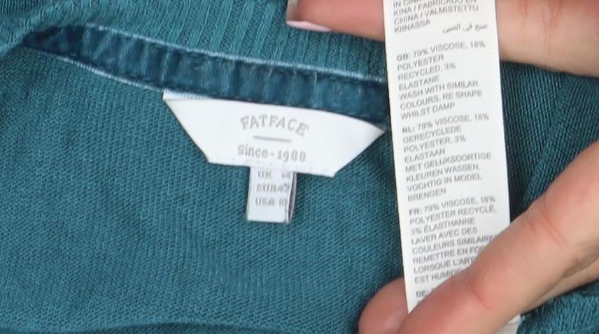 FatFace Womens Teal Cotton Henley Jumper Size 10 Long Sleeve