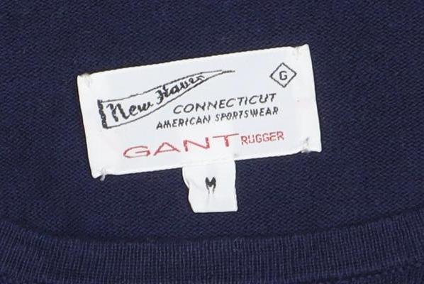 Gant Men's Blue Cotton Crew Neck Pullover Jumper Size S