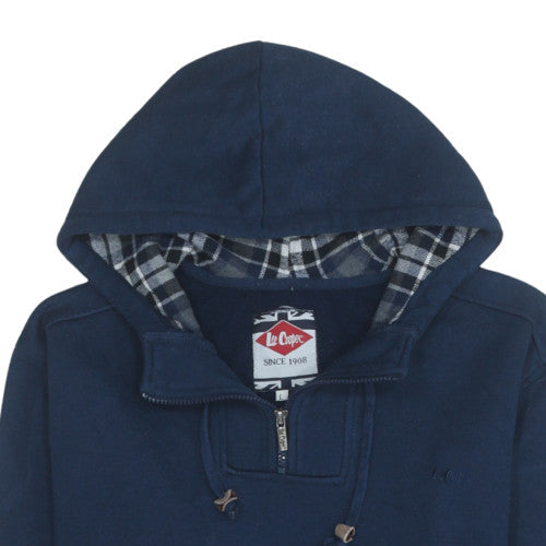 Lee Cooper Men's Blue L 1/4 Zip Hooded Sweatshirt Regular Fit