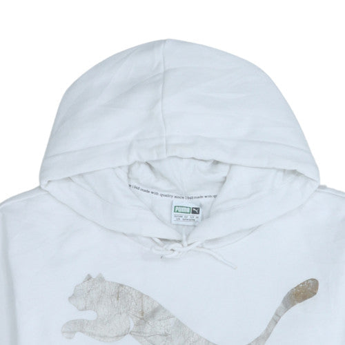 Puma Women's White L Pullover Hoodie with Logo Print