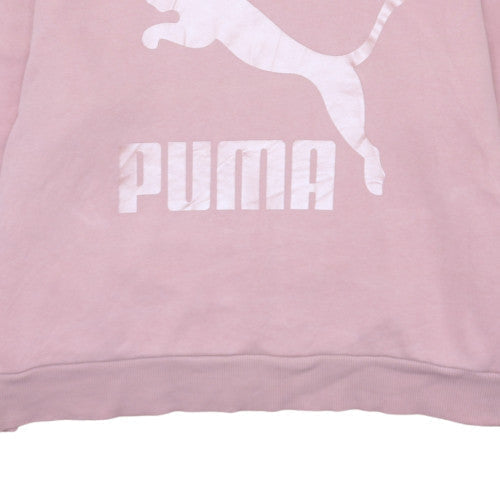 Puma Women Pink Pullover Hoodie L Hooded Sweatshirt Casual
