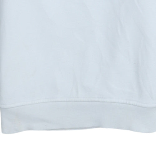 Fila Women White Sweatshirt UK 6 Crew Neck Cotton Blend Logo Sportswear