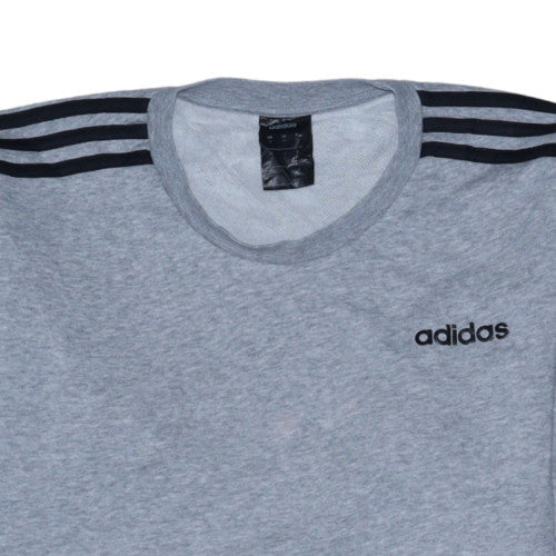 Adidas Men’s Grey Pullover Sweatshirt M Crew Neck Logo Sports