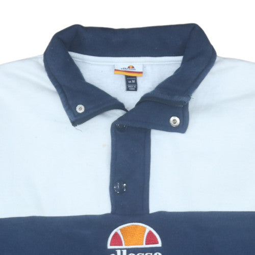 Ellesse Men's Blue Colourblock Collared Henley Sweatshirt M