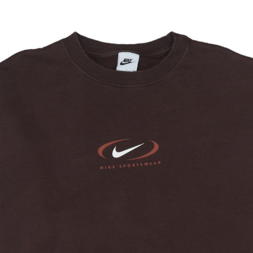 Nike Women Brown Small Pullover Sweatshirt Crew Neck Sportswear