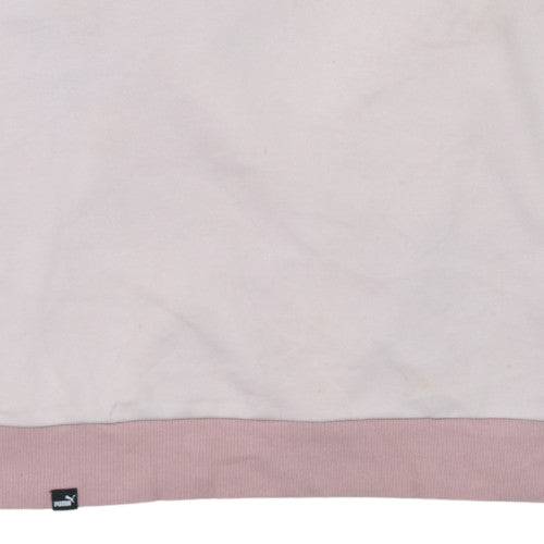 Puma Women’s Pink Crew Neck Sweatshirt Size M Cotton Logo Pullover