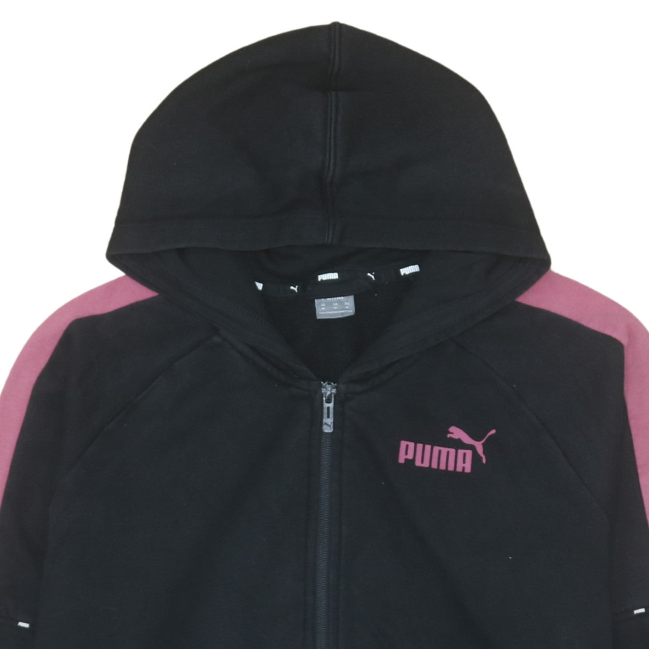 Puma Womens Black Full Zip Hoodie M Colourblock Hooded Sweatshirt
