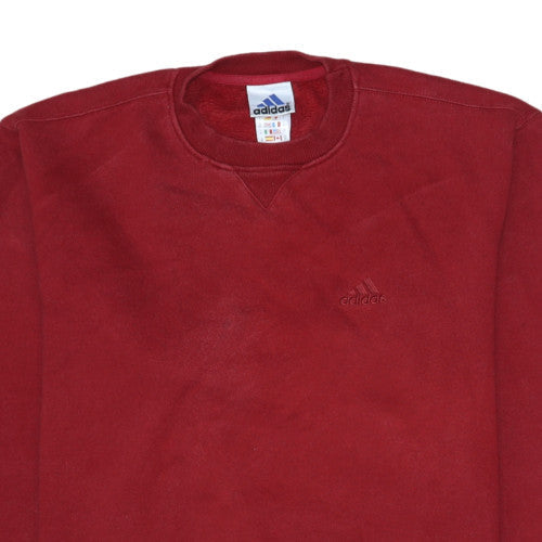 Adidas Mens Red Crew Neck Pullover Sweatshirt Size L Regular Fit