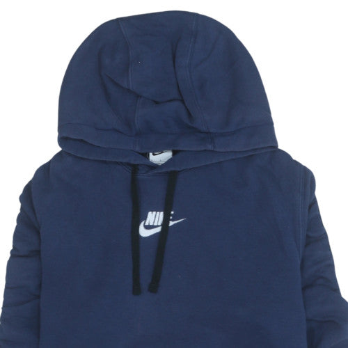 Nike Men's Blue Pullover Hoodie Small Logo Fleece Sweatshirt