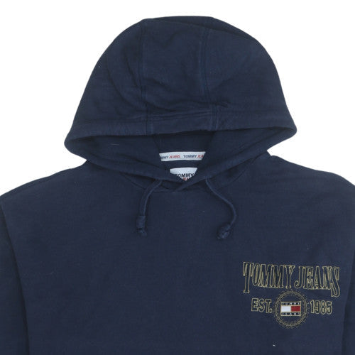 Tommy Jeans Men's Navy Blue Hoodie XL Pullover Logo Embroidered