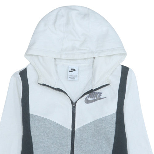 Nike Teens Grey Full Zip Hoodie L Logo Fleece Casual Sweatshirt