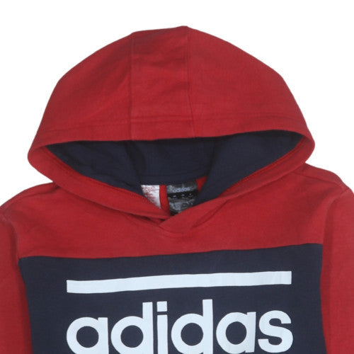 Adidas Boys Red and Blue Pullover Hoodie 15-16 Years Regular Fit