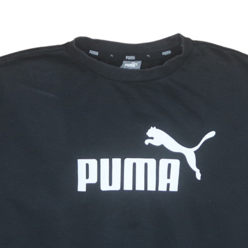 Puma Womens Black Medium Pullover Sweatshirt Crew Neck Logo Classic