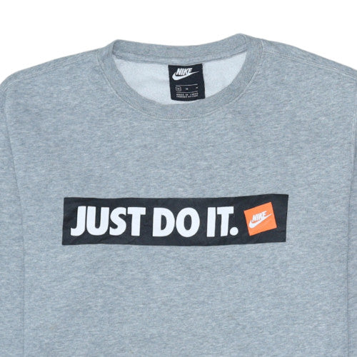 Nike Men's Grey Crew Neck Graphic Print Sweatshirt M
