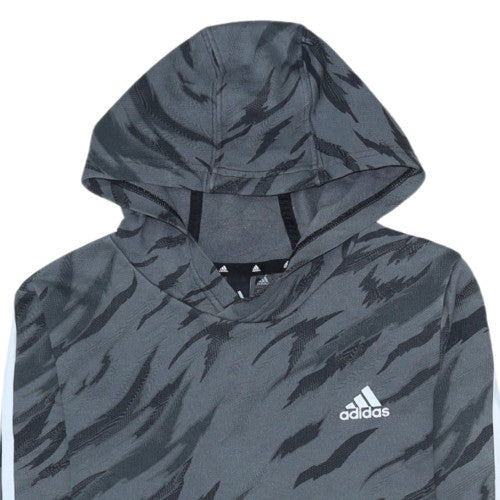 Adidas Boys Grey Camouflage Hooded Pullover Sweatshirt Size 11-12 Years