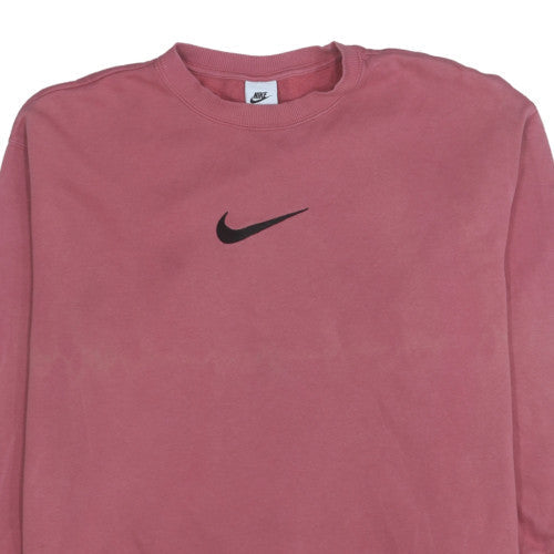 Nike Womens Pink Crew Neck Logo Pullover Sweatshirt Size M