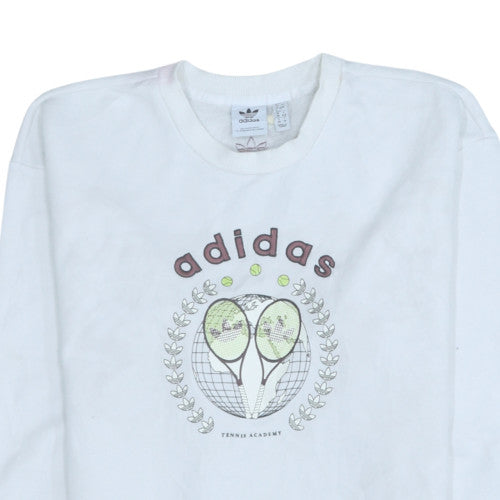 Adidas Womens White Crew Neck Tennis Academy Sweatshirt Size S