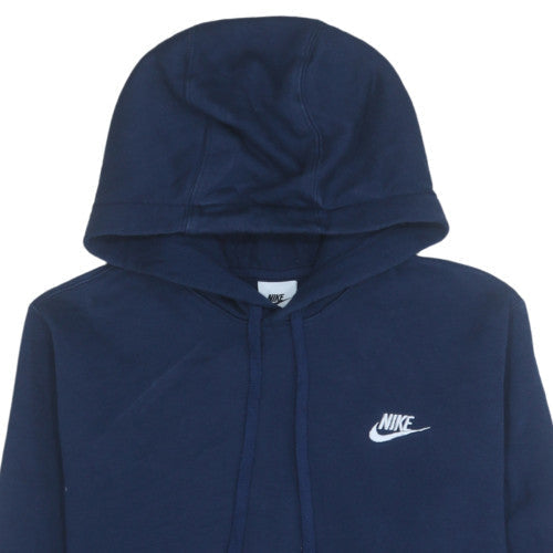 Nike Mens Blue Pullover Hoodie Small Regular Fit Logo Fleece