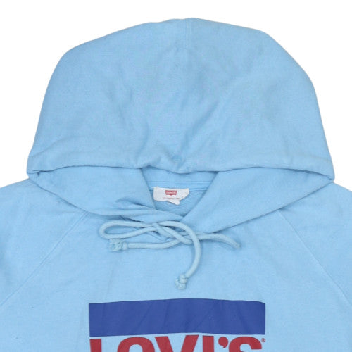 Levi's Mens Blue Pullover Hoodie M Graphic Logo Cotton Blend