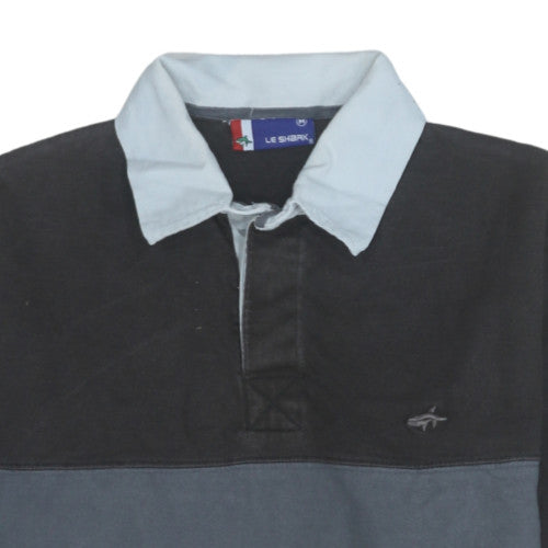 Le Shark Men's Black Rugby Style Collared Sweatshirt Size M