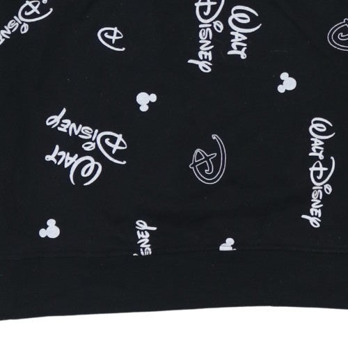 Disney Women Black Sweatshirt L 14/16 Crew Neck Graphic Print