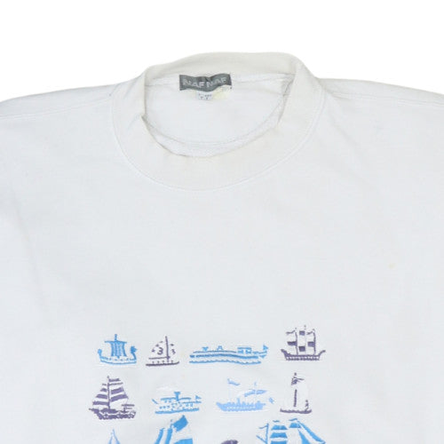 NAF NAF Men's White Nautical Embroidered Sweatshirt S