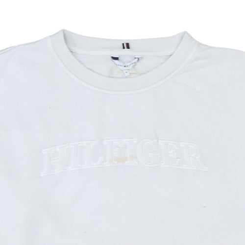 Tommy Hilfiger Mens White Embroidered Logo Sweatshirt M Pullover