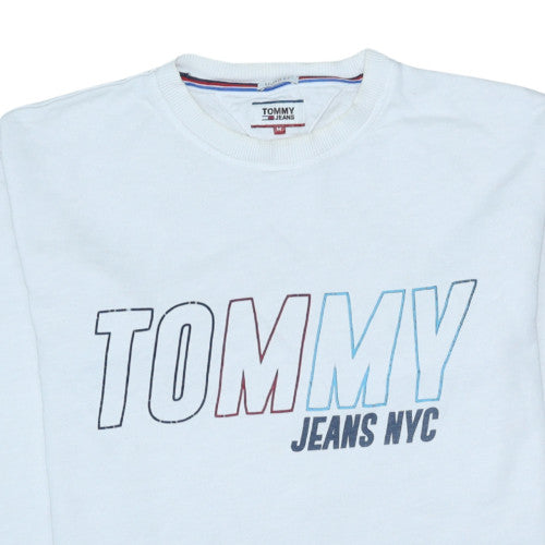 Tommy Jeans Men's White Relaxed Fit Logo Sweatshirt M